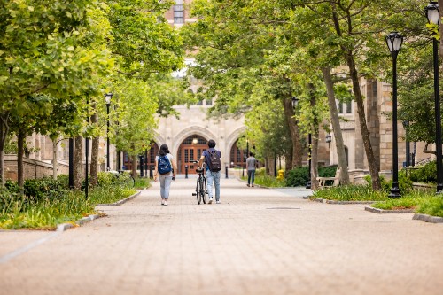 Students walking on campus